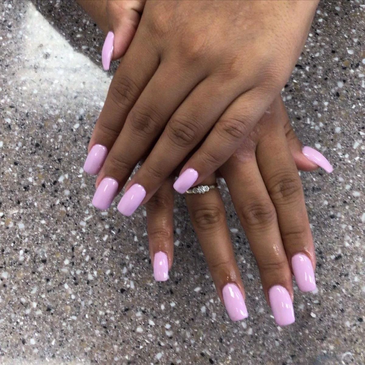 Lilac gel manicure done at Selina Spa Beauty